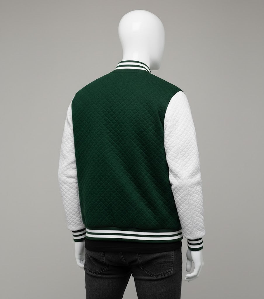 green body white sleeves varsity jacket