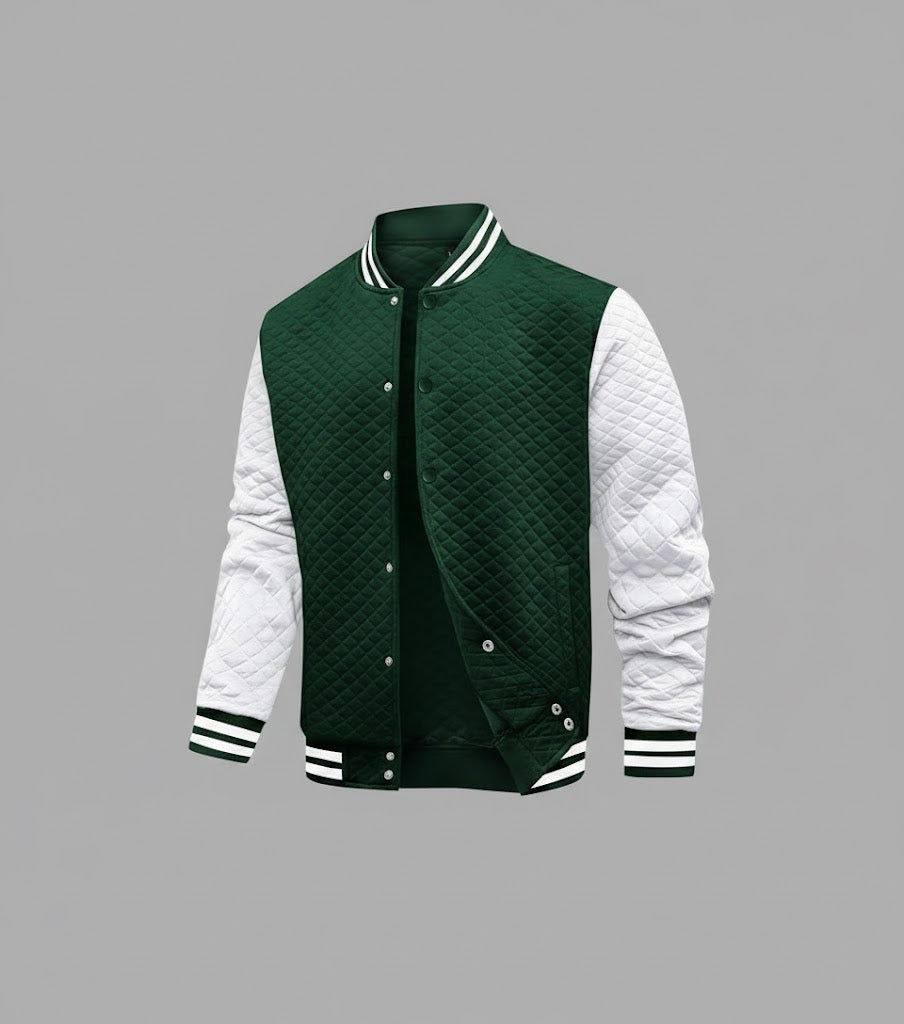 green body white sleeves varsity jacket