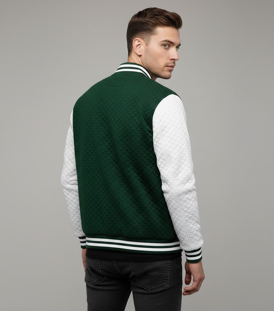 green body white sleeves varsity jacket