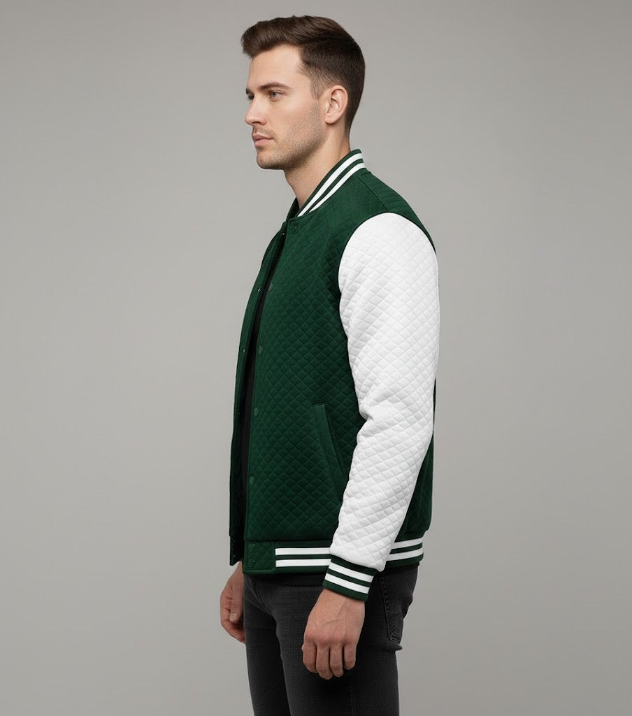 green body white sleeves varsity jacket