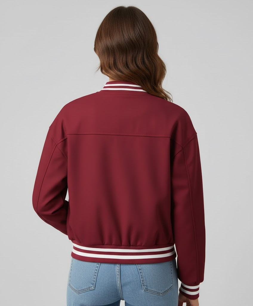 Maroon Leather Women’s Varsity Jacket