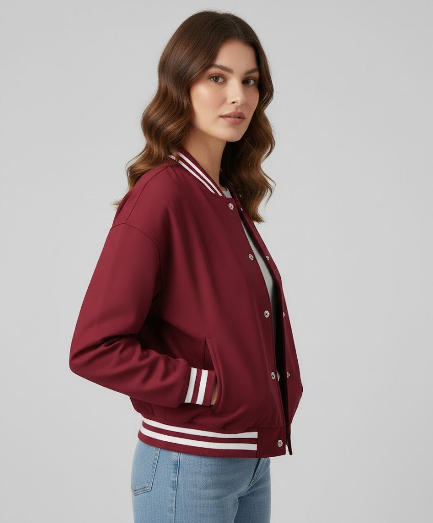 Maroon Leather Women’s Varsity Jacket