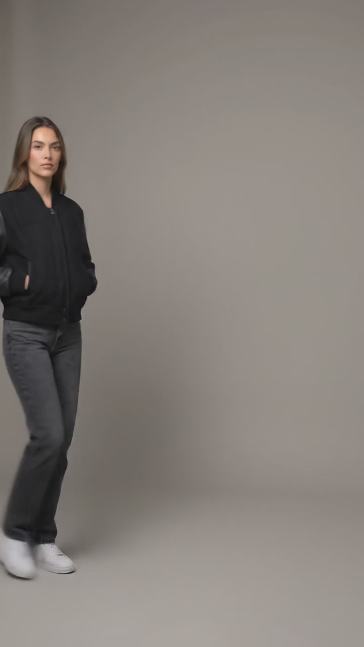 Black Fusion Women’s Classic Varsity Jacket