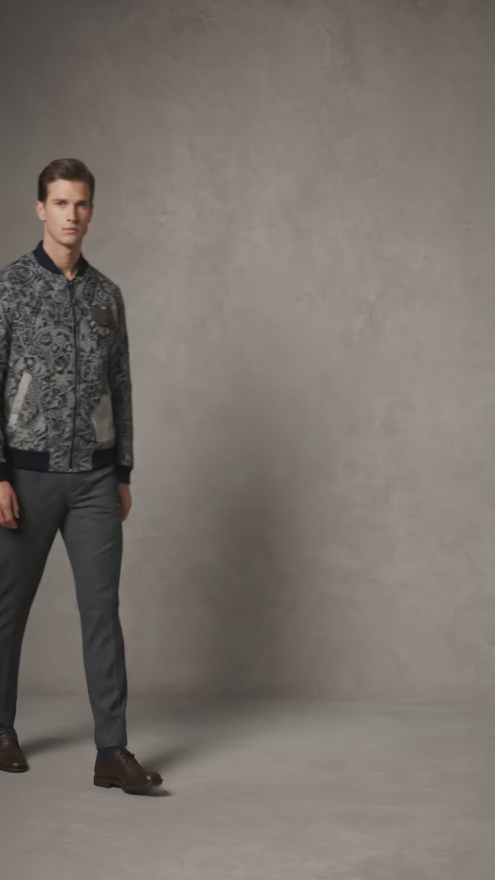 Men’s Heated Wool Bomber Jacket – Winter Warm Motorcycle Varsity Jacket