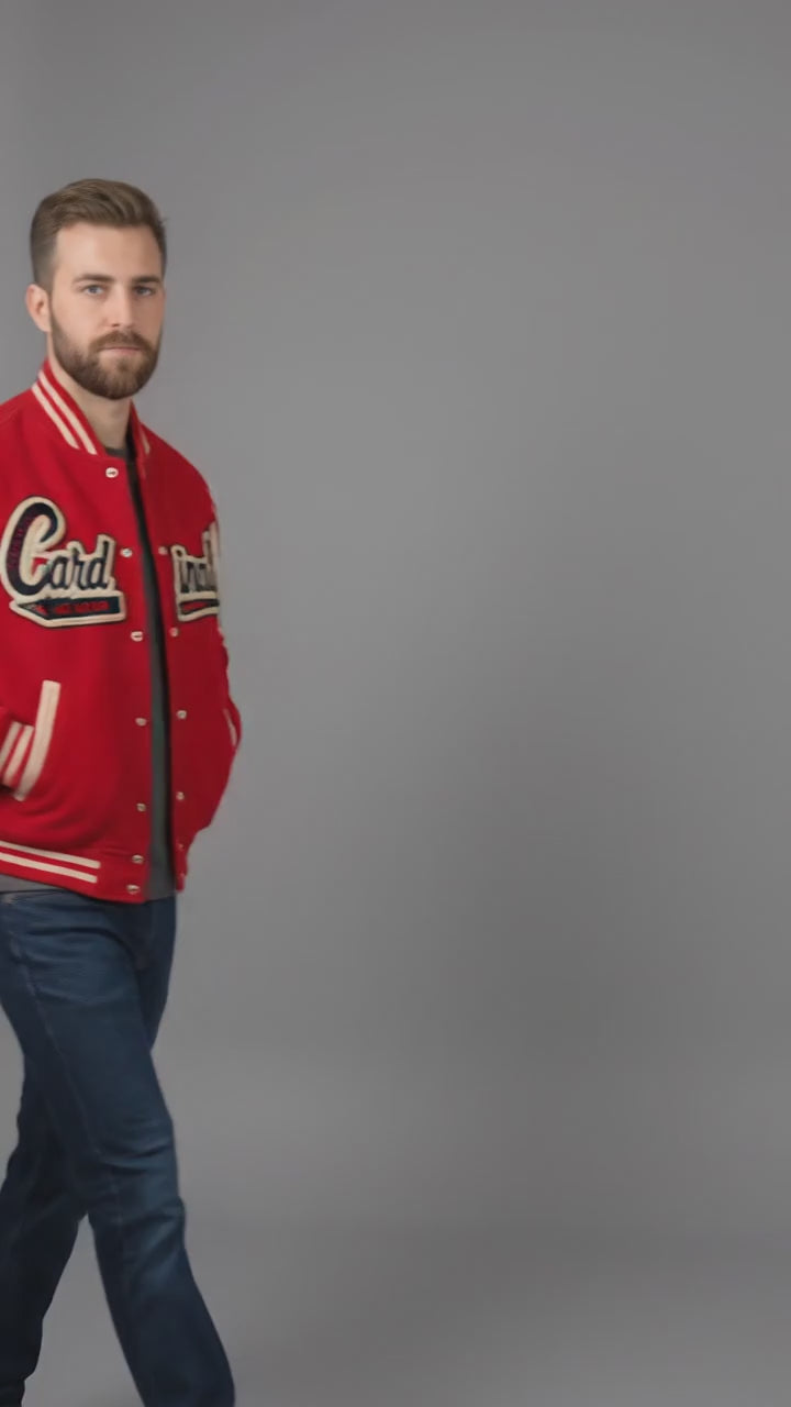 Men’s Vintage Red Wool Cardinals Varsity Jacket – Classic Letterman Bomber Style