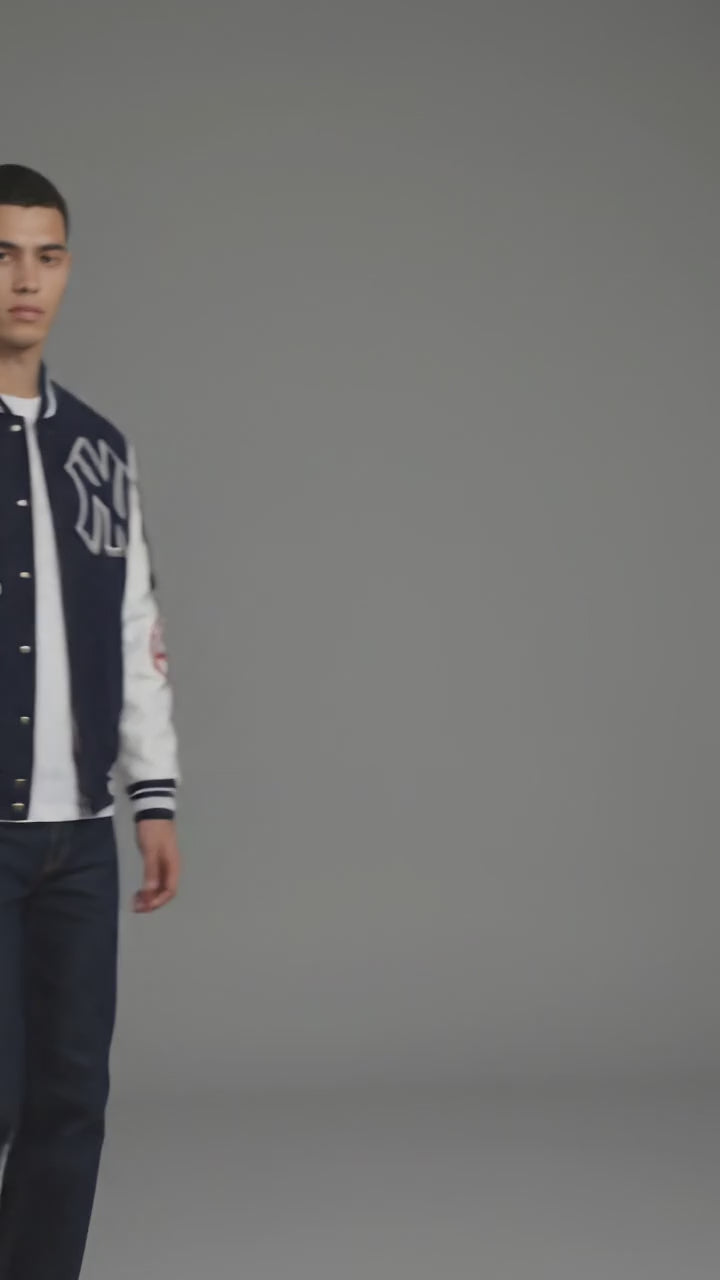 Men’s Blue & White Wool Varsity Letterman Jacket