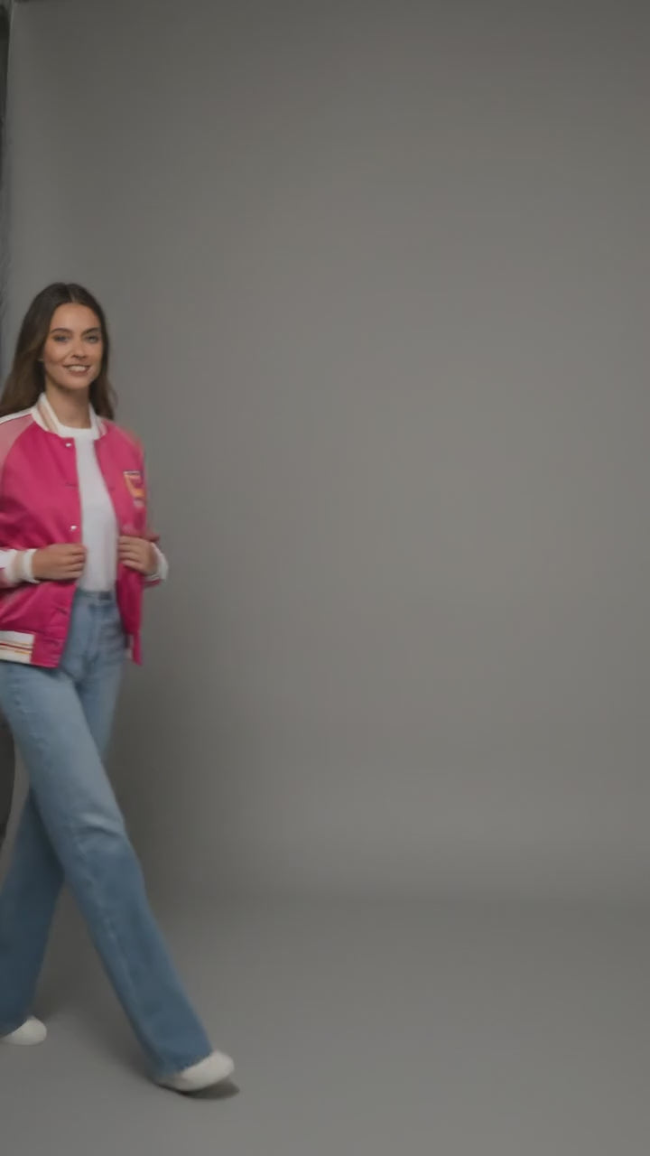 Pink Flame Street Varsity Jacket