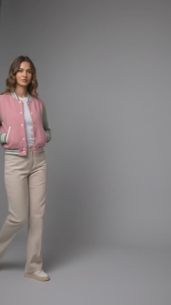 Pink SeaFusion Luxe Varsity Jacket for Women