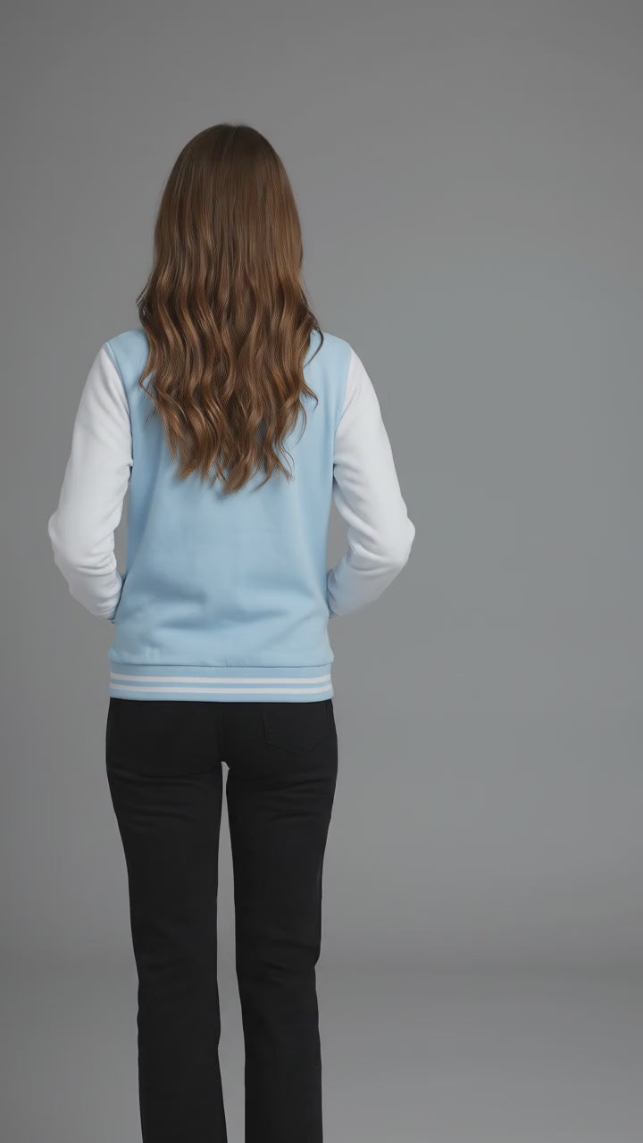 Classic Sky Blue & White Varsity Jacket