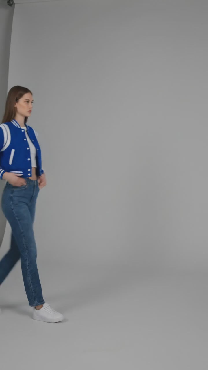 Blue Horizon Women’s Sky Blue Varsity Letterman Jacket