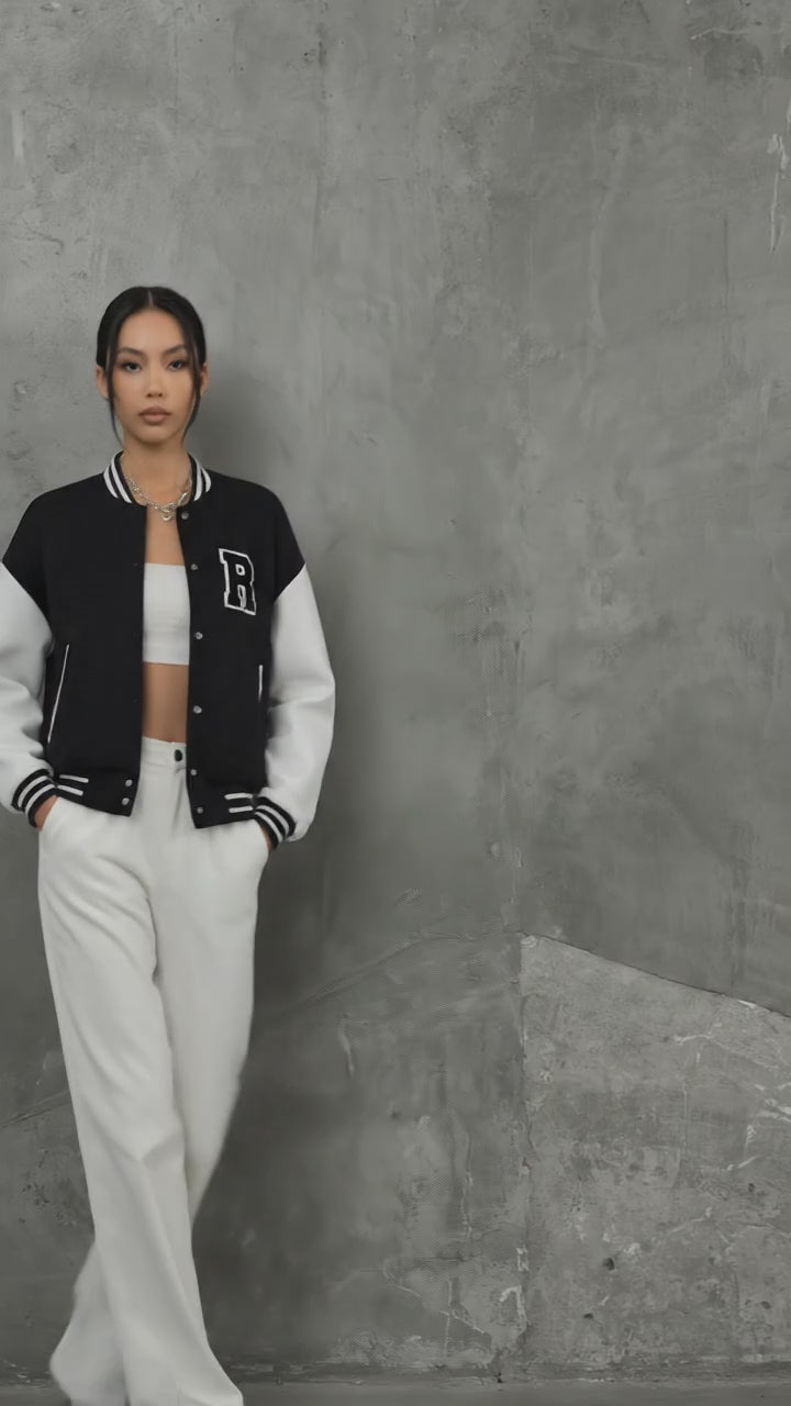 Urban Edge Black & White Women’s Varsity Jacket