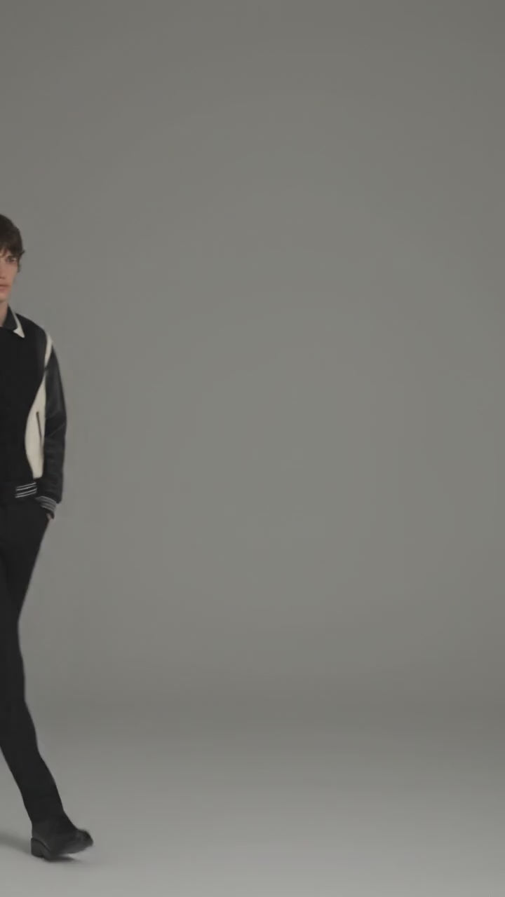 Men’s Black & White Varsity Jacket – Letterman Bomber