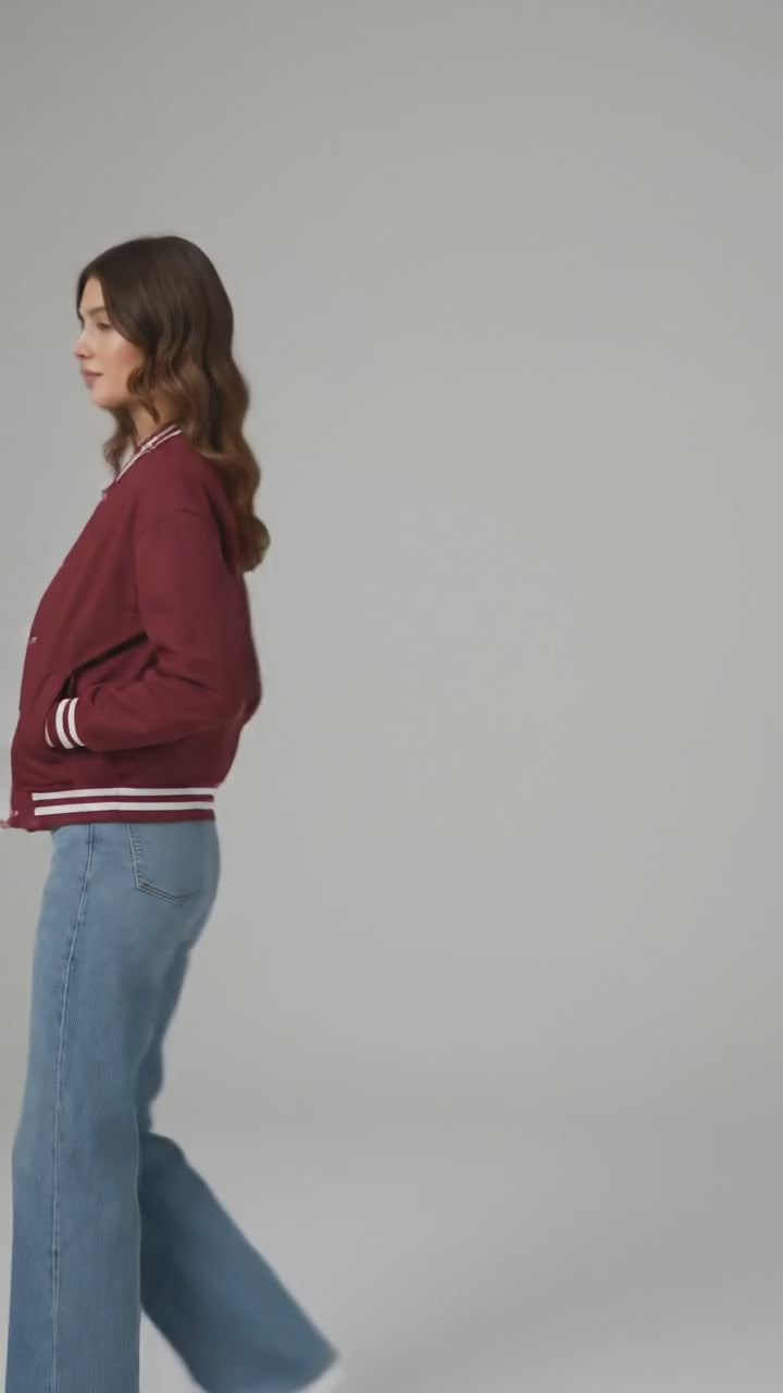 Maroon Leather Women’s Varsity Jacket