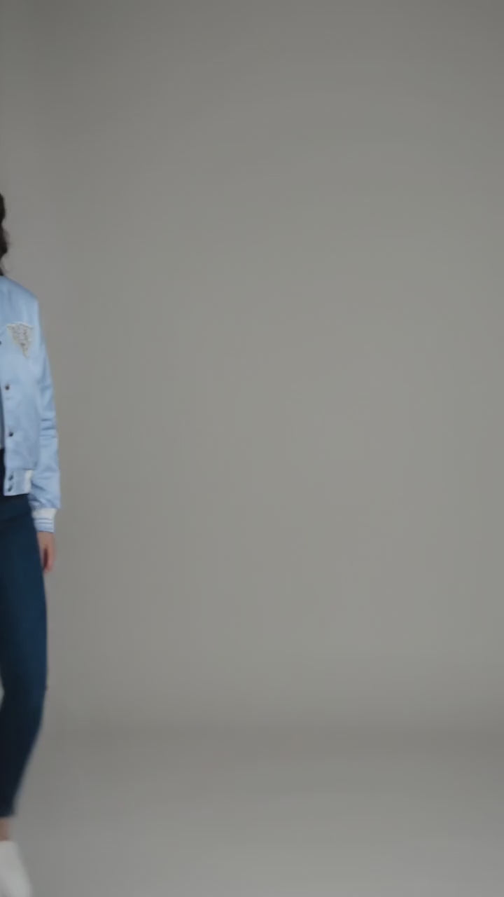 Sky Blue Chic Women’s Varsity Jacket