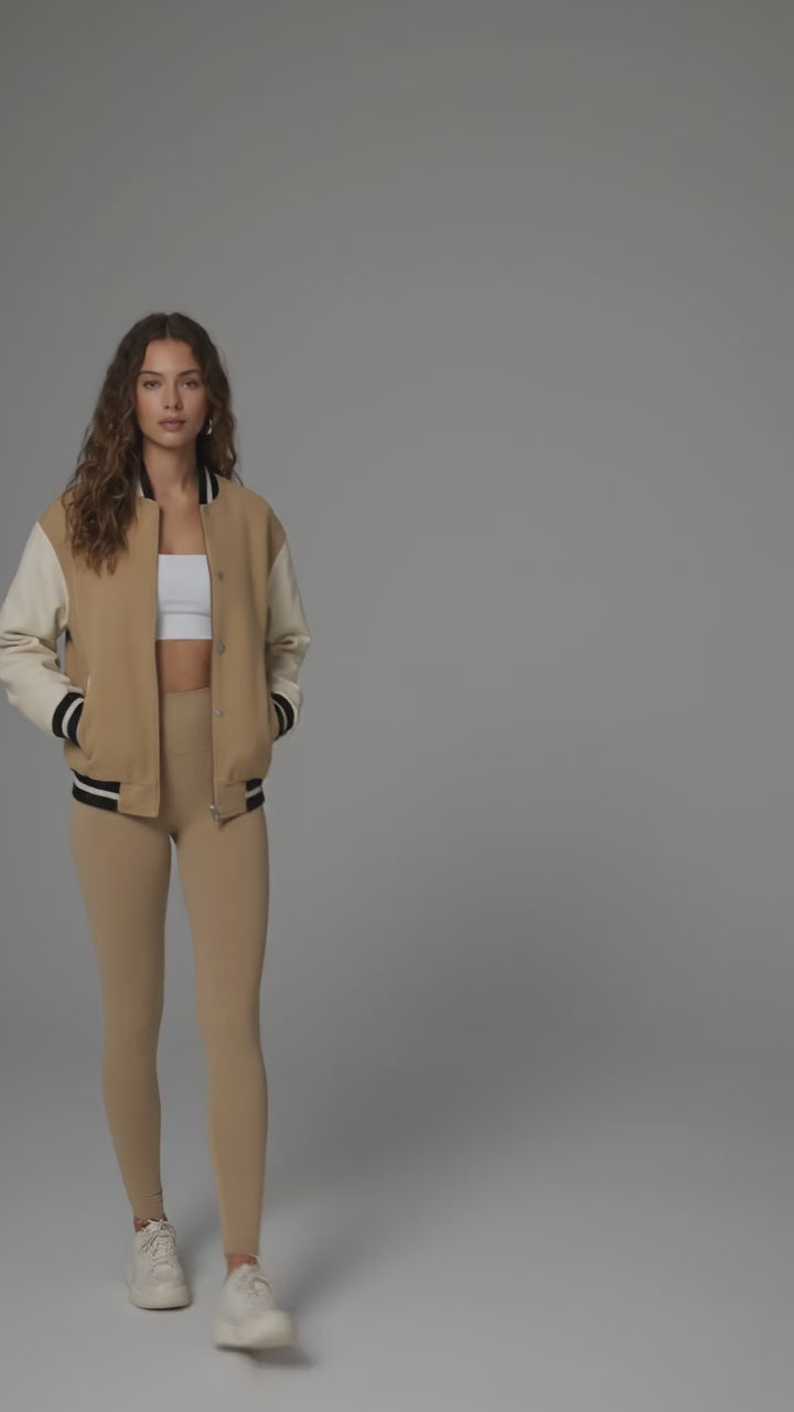 Cream & White Women’s Varsity Jacket