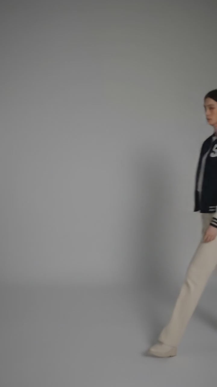 Navy & Skin Glow Varsity Jacket for Women