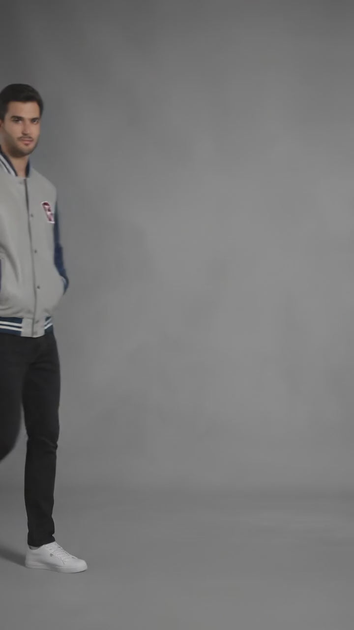 Men’s Slim Fit Leather Varsity Jacket – Classic Streetwear Letterman Style