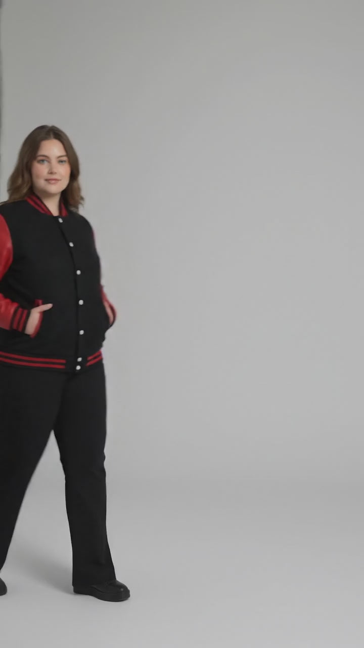 Midnight Flame Black & Red Varsity Jacket