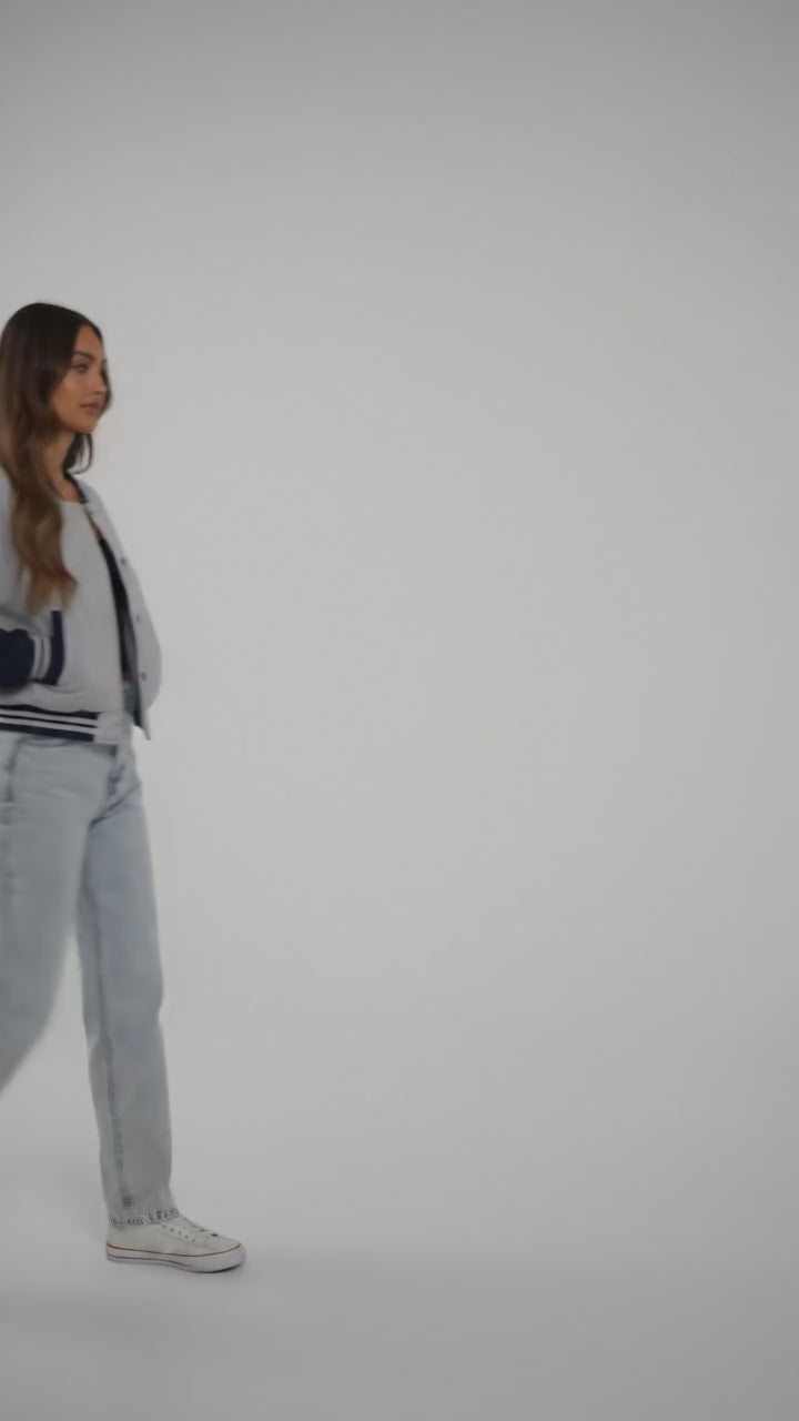 Slate Grey & Navy Blue Women’s Varsity Jacket