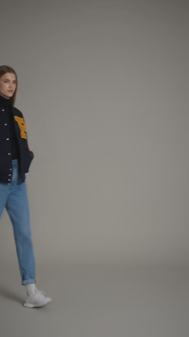 Yellow Rush Black Varsity Letterman Jacket