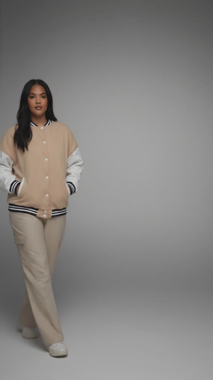 Beige Bliss Women’s Varsity Jacket