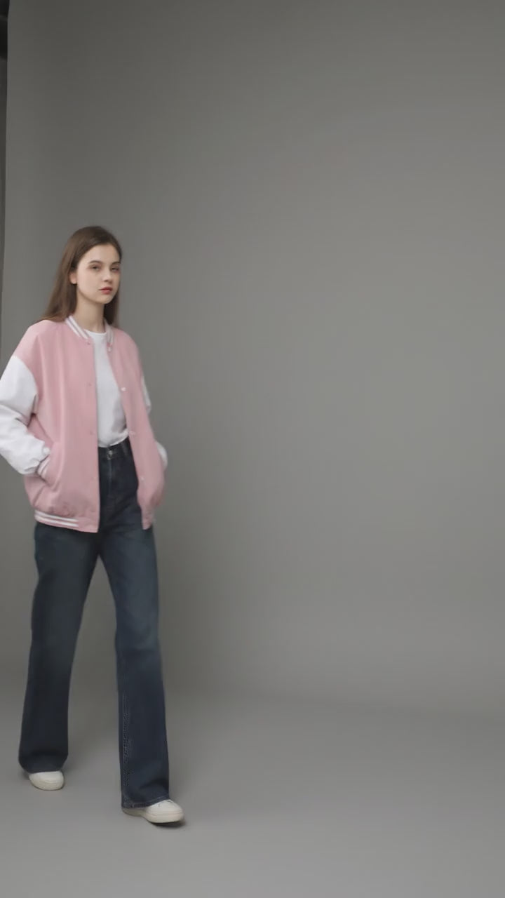 Pink varsity jacket women