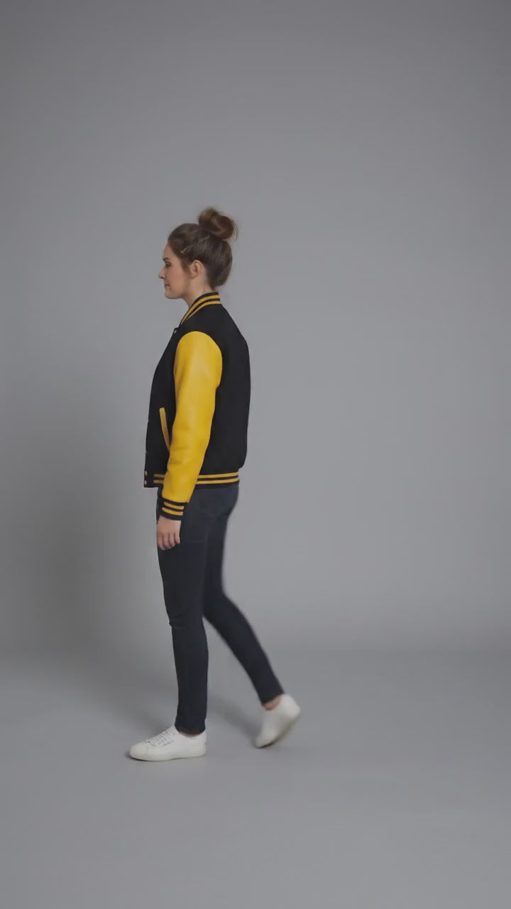 Black & Gold Strike Varsity Jacket