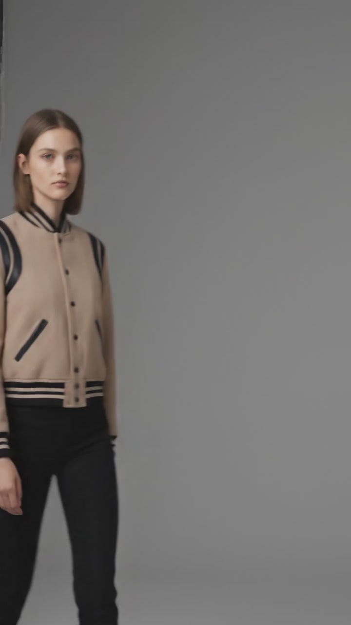 Brown & Black Women’s Classic Varsity Jacket