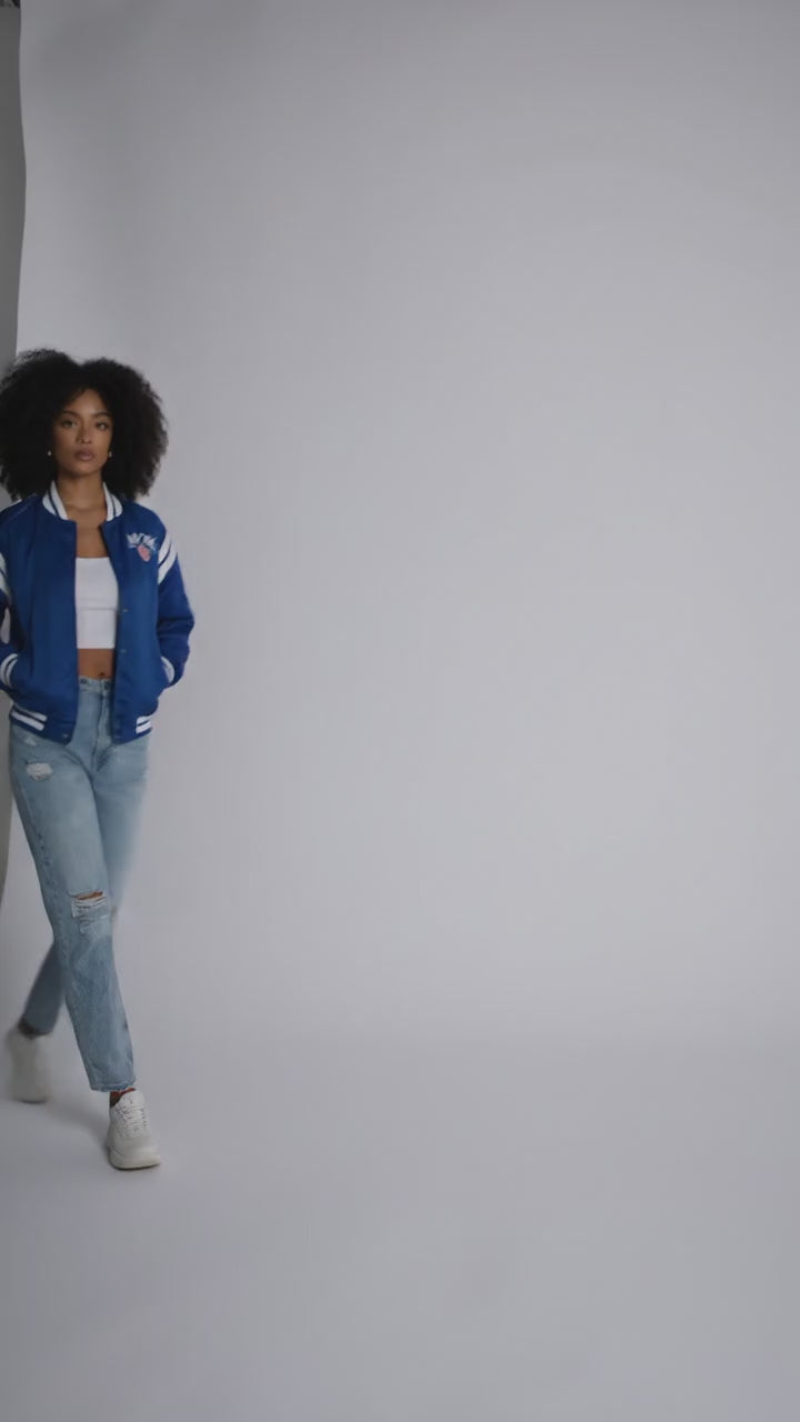 Midnight Blue Luxe Varsity Jacket