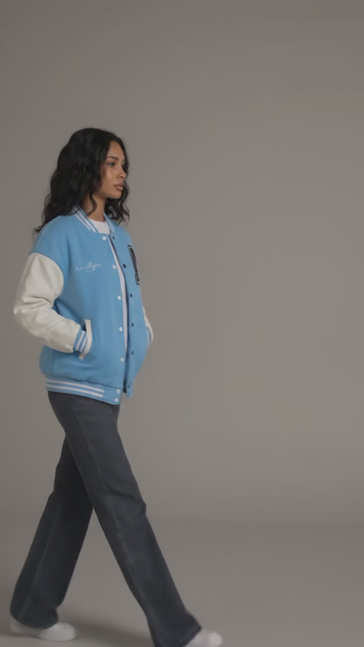 Sky Blue Classic Women’s Varsity Jacket