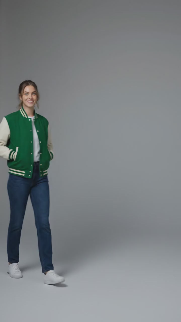 Sporty Parrot Luxe Classic Women’s Varsity Jacket