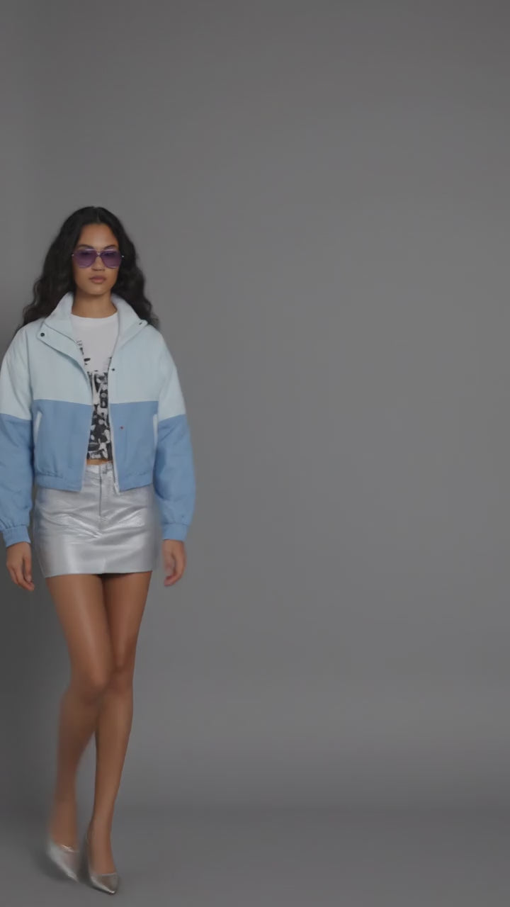 Sky Blue & White Women’s Varsity Jacket
