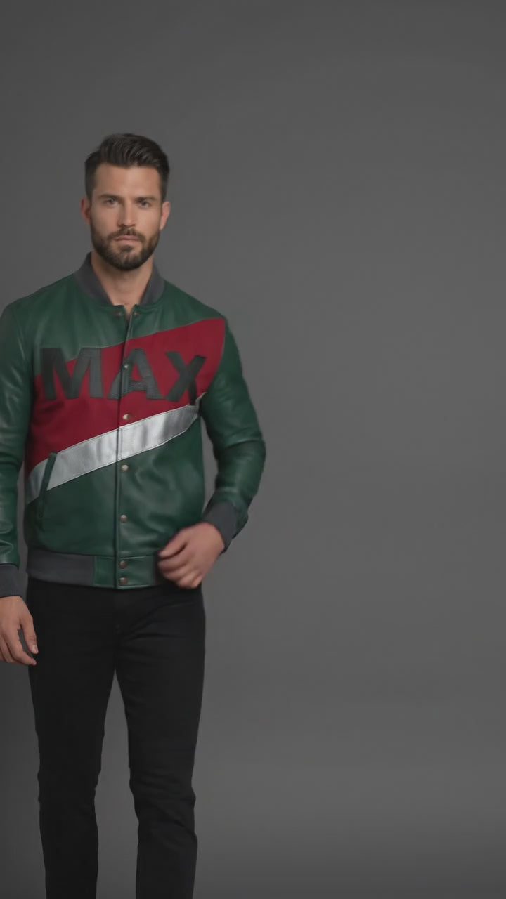 Men’s Varsity Jacket with MAX Logo – Retro Streetwear Style