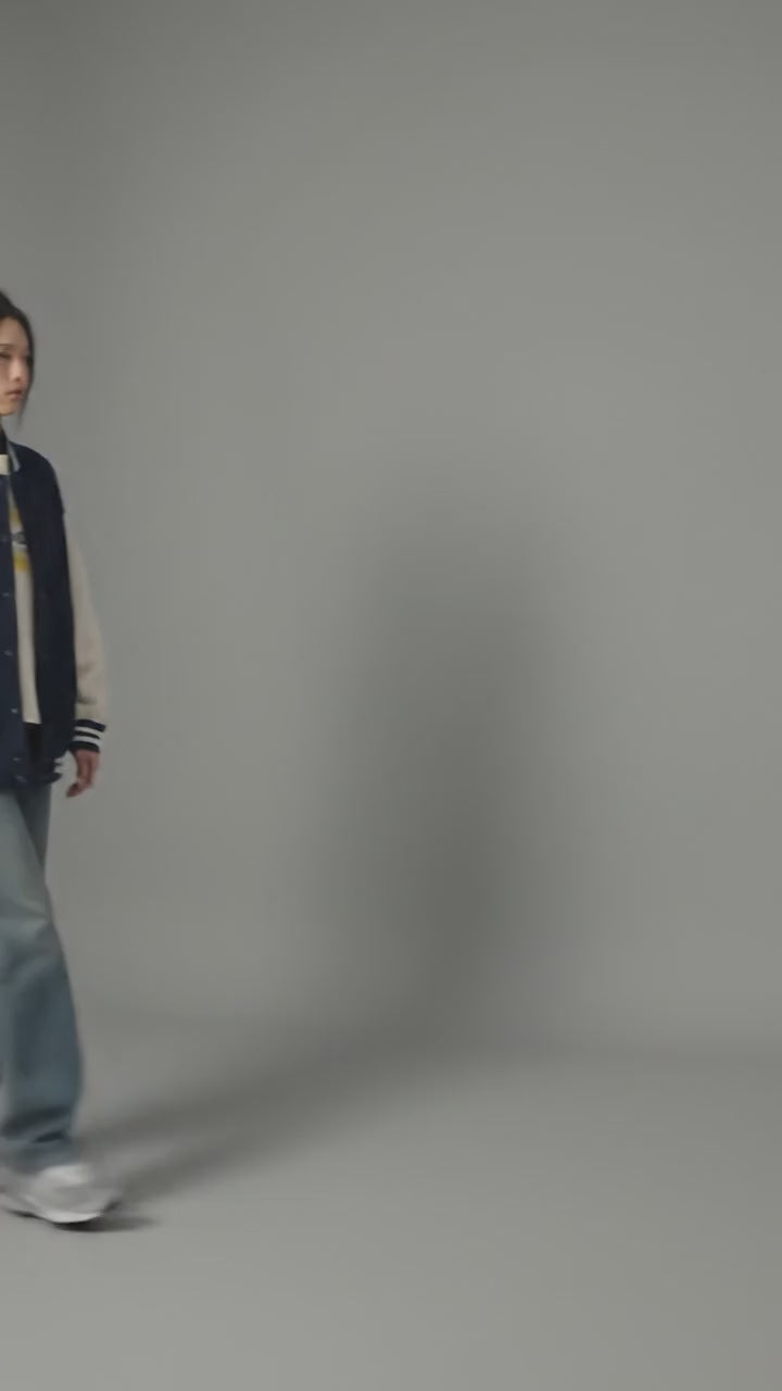 Navy Blue & Cream Women’s Varsity Jacket
