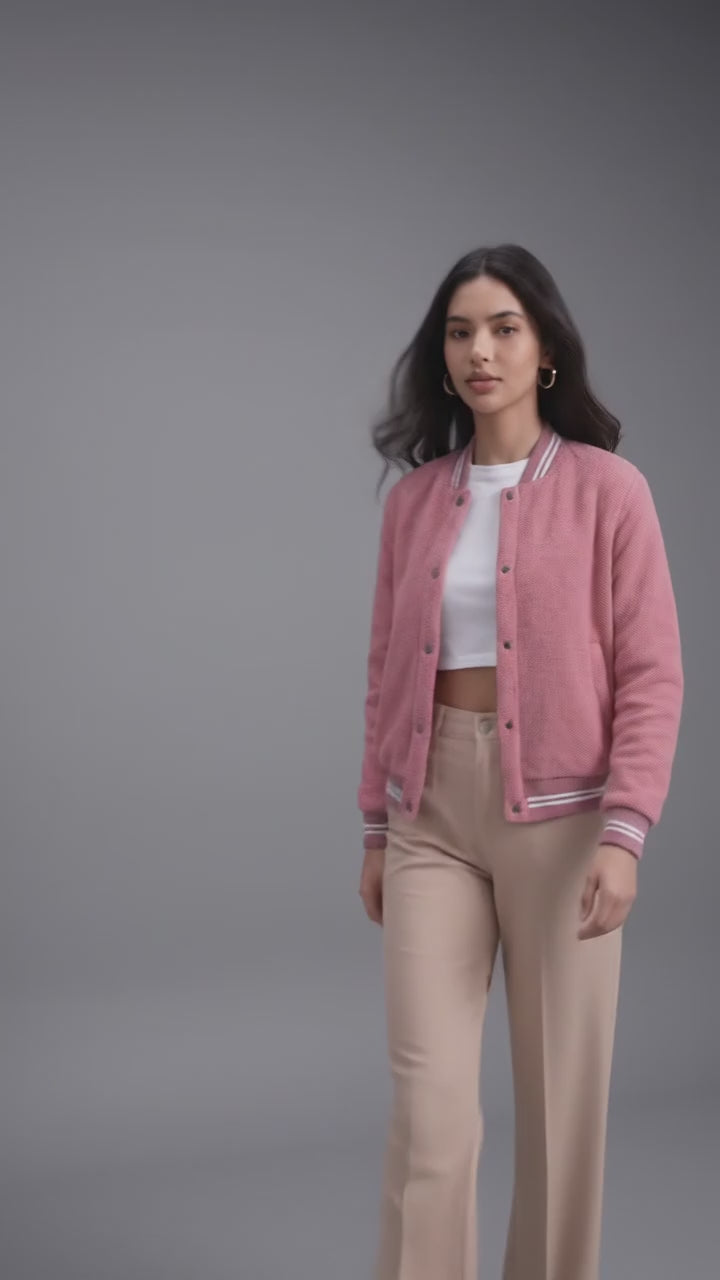 Neon Pink Vibe Women’s Varsity Jacket