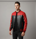 Men’s Red & Black Leather Varsity Jacket
