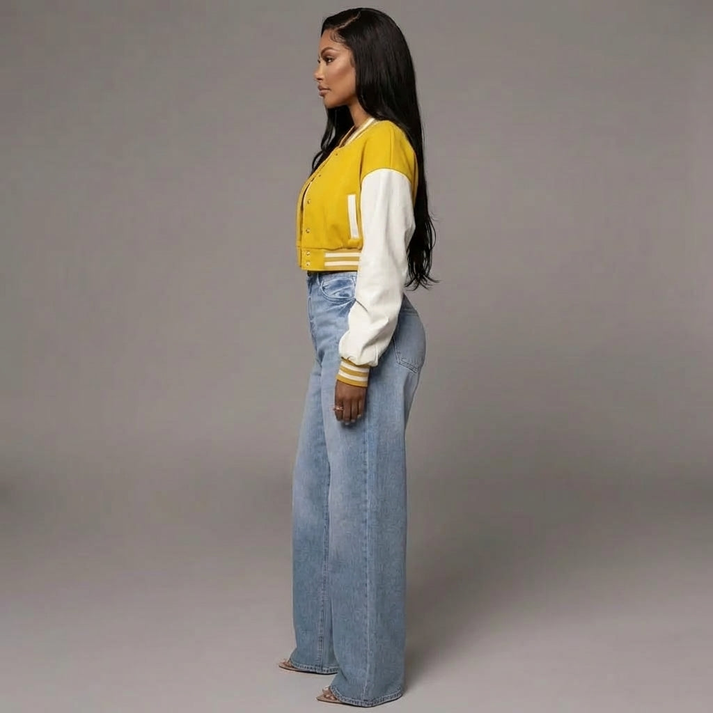 Yellow & White Elite Women’s Varsity Jacket