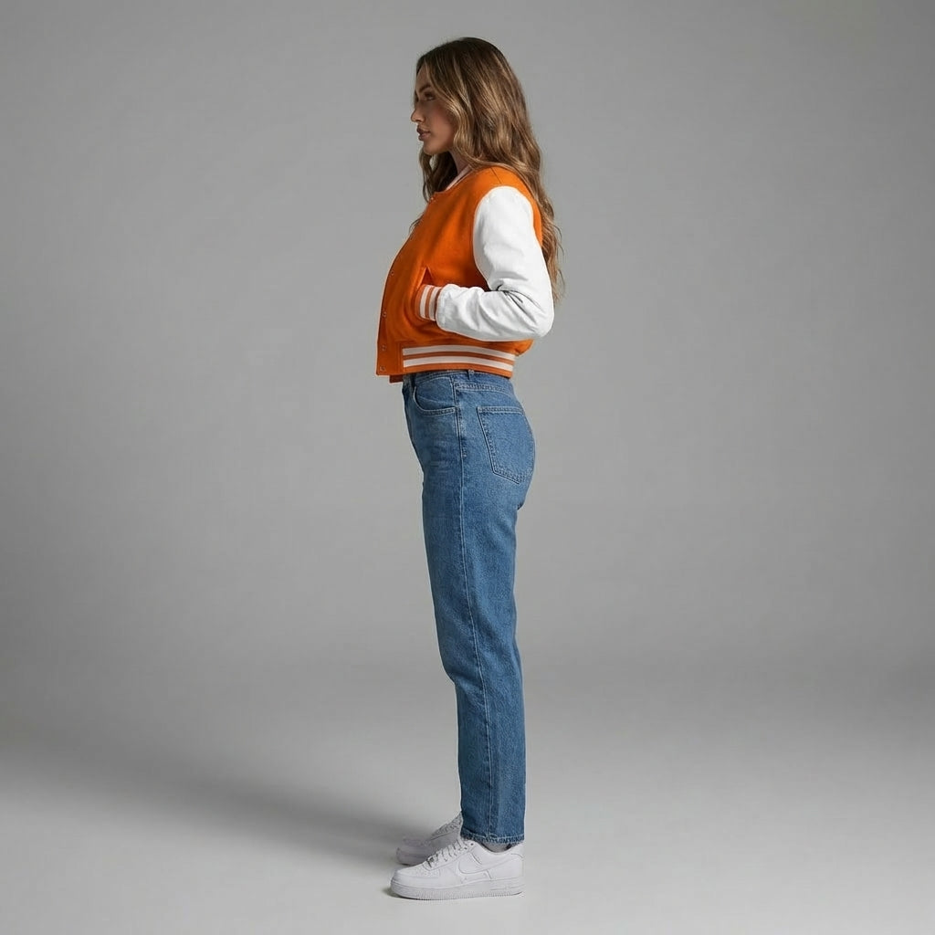 Orange & White Elite Women’s Varsity Jacket