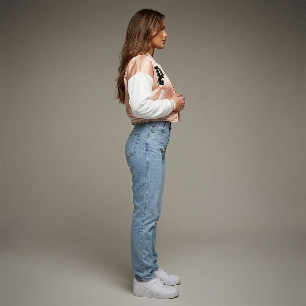 Pink & White Women’s Varsity Jacket