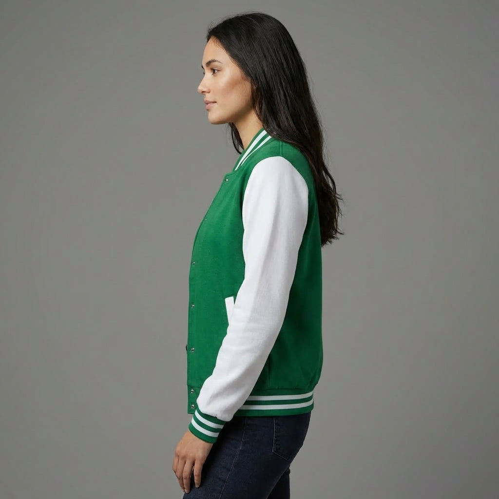 Emerald White Women’s Varsity Jacket