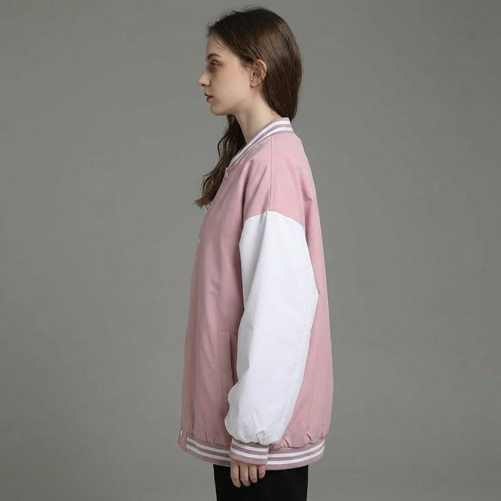Blush Pink & White Classic Varsity Jacket