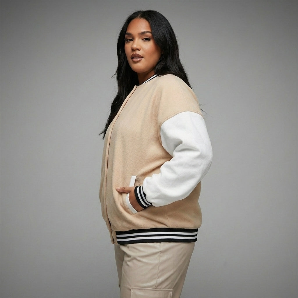Beige Bliss Women’s Varsity Jacket