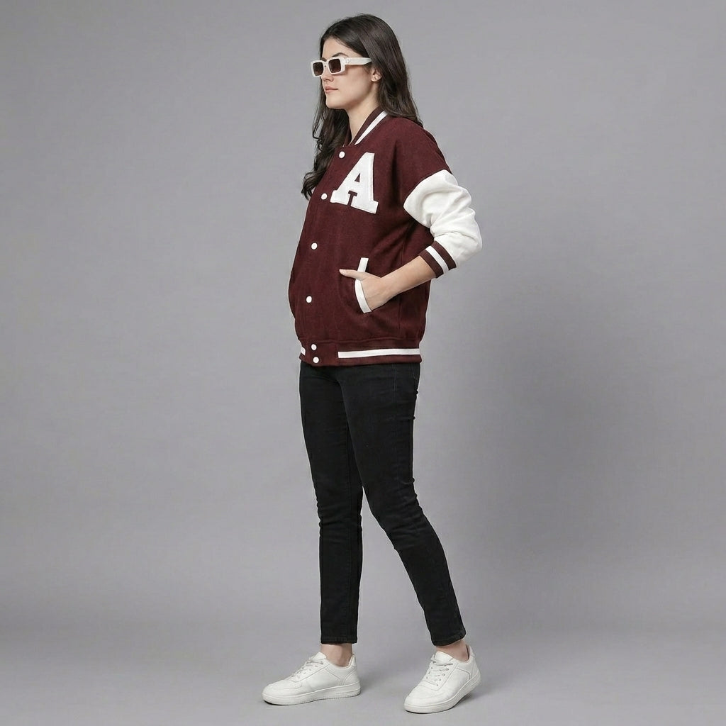 Maroon & White Women’s Winter Varsity Jacket